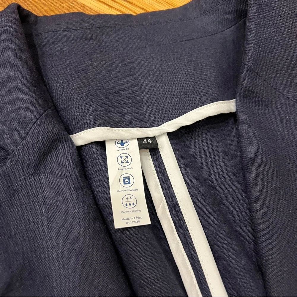 NEW State & Liberty Unstructured Linen Blazer Navy Blue 44 Performance Sport